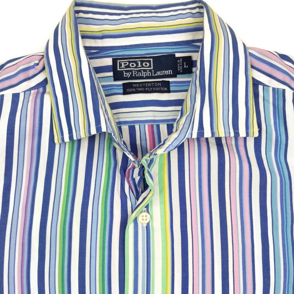 Ralph Lauren Westerton Shirt Pastel Striped Size L - Picture 8 of 8